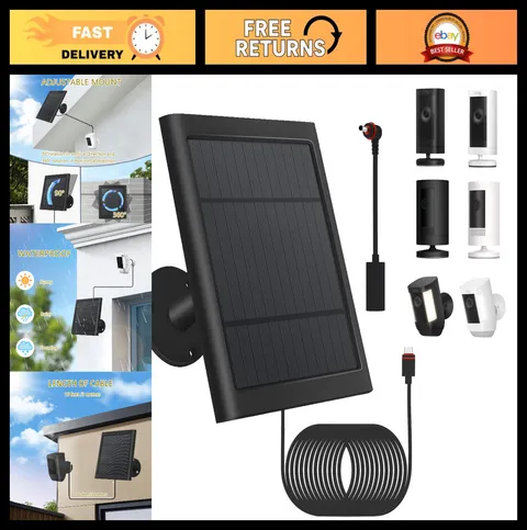 Solar Panel for Ring Security Camera - Spotlight Cam Plus/Pro, Stick Up Cam, 10F