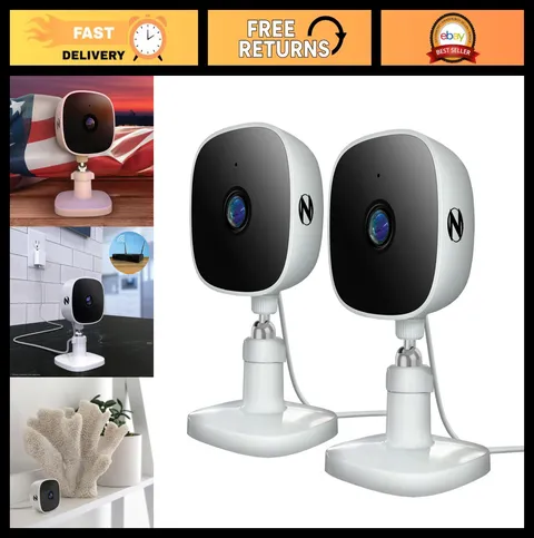 Indoor Wireless 1080p Security Cameras with 2-Way Audio - 2-Pack, Plug-in Deterr