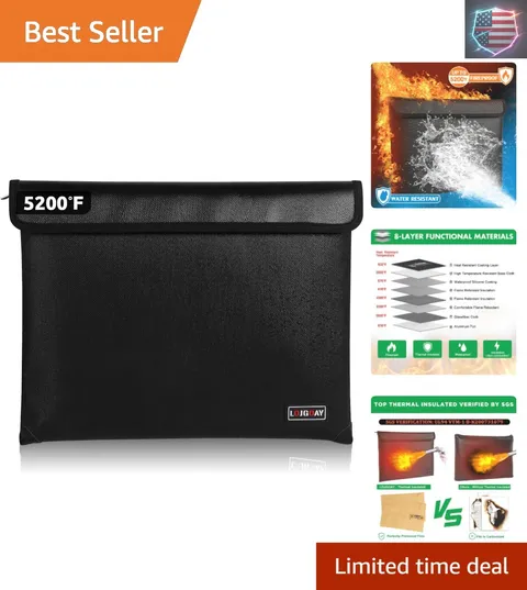 - with 5200°F Heat Insulated, Waterproof Fireproof Bag with Zipper, 8 Layers ...