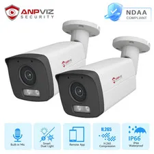 Anpviz 4MP X2 Security PoE IP Camera Color Night Vision Outdoor/Indoor Metal AI