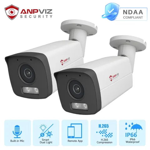 Anpviz 4MP X2 Security PoE IP Camera Color Night Vision Outdoor/Indoor Metal AI