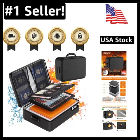 Upgraded Portable Fireproof and Water-Resistant Organizer for Important Files