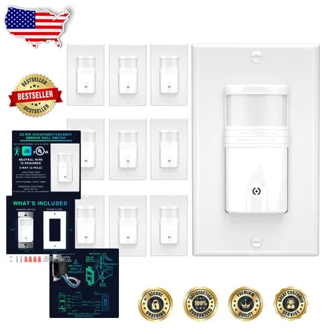 10-Pack 3-Way Motion Sensor Light Switch, Title 24 Compliant, White