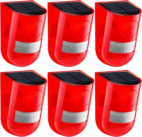 Solar Motion Sensor Alarm 6 Pack 129db Outdoor Siren