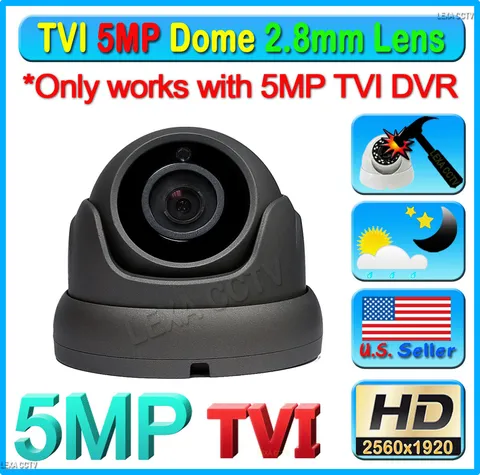 5MP TVI Chipset HD 2.8mm CCTV Wide Angle Weatherproof Outdoor Dome Camera