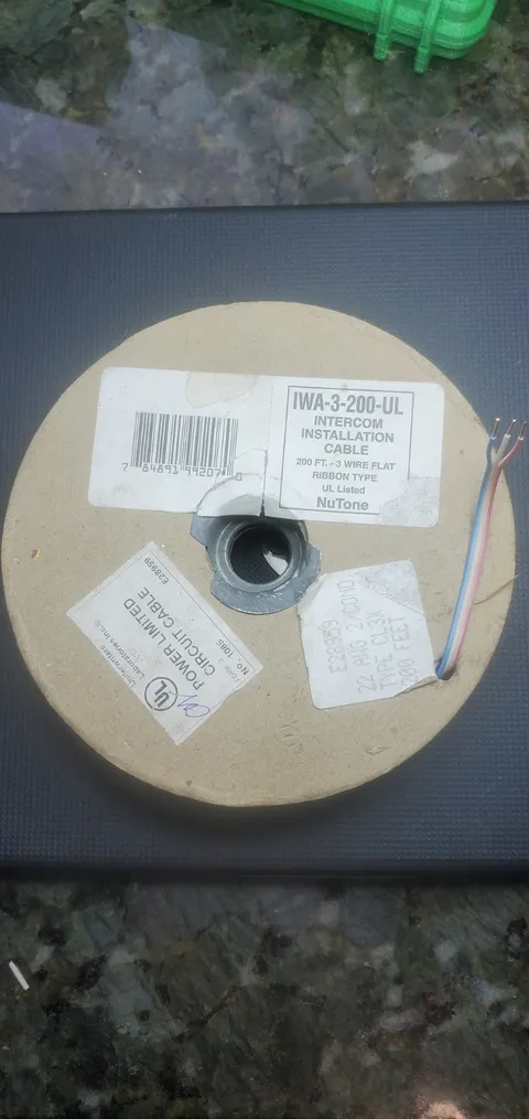 NUTONE Intercom 3 Conductor Ribbon Cable IW-3-200-UL Installation Cable wire