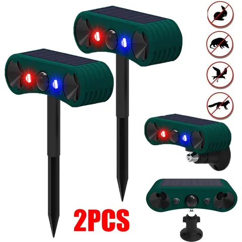2PCS 4 Modes Solar Outdoor Wireless Motion Sensor Alarm 2*130db Loud Noise Maker