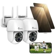 Solar Security Cameras Wireless Outdoor 2 Pack, WiFi 6 with 4dBi Antenna for Str