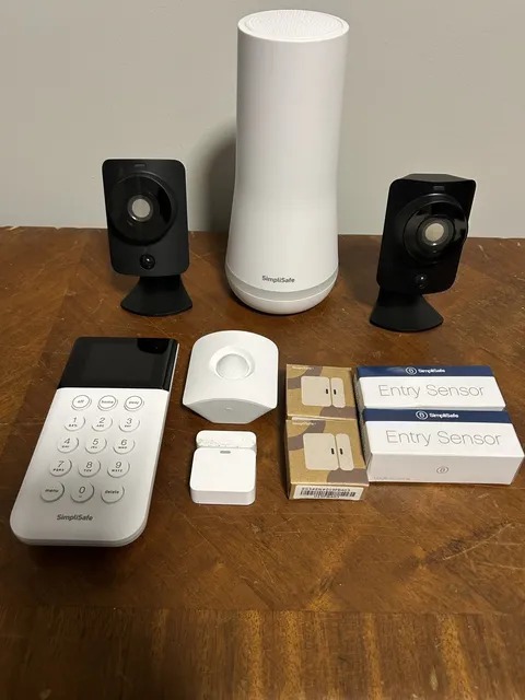 SimpliSafe Home Security System Bundle w/ Base, Keypad, 2 Cameras Wi-Fi White
