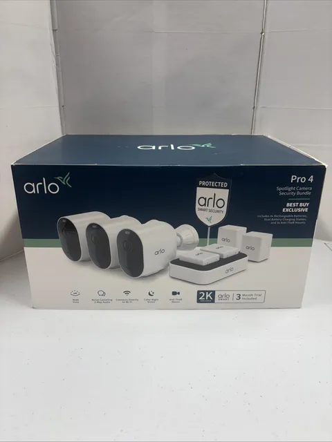 Arlo Pro 4 Spotlight Outdoor Camera Security System - Best Buy Exclusive - New