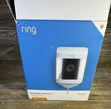 Ring Spotlight Cam Plus Plug-In White  Outdoor/Indoor Camera Plug In Open Box