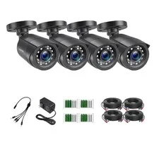 ZOSI 4-Pack Wired BNC Analog Bullet Cameras 12V 80ft Night Vision Black