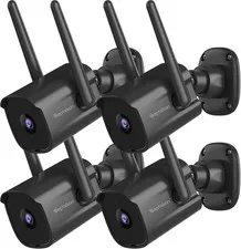 2K Home Security Cameras 4 Pack, 2.4G Wired Wifi Security Camera Outdoor with Ni