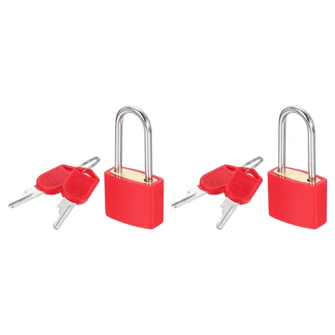 2 Pcs Padlock with Keys Long Shackle Waterproof Keyed Locks Red
