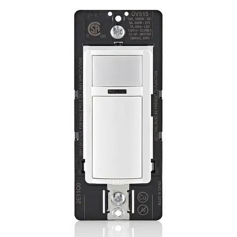 Leviton Decora Vacancy Motion Sensor InWall Switch, ManualOn, 15A, Single Pol...