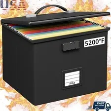 Fireproof Document File Box Water Resistant Portable Organizer W/ Lock New
