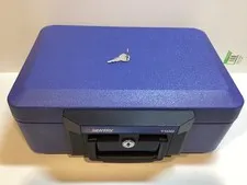 Sentry 1100 Portable Fire Safe Security Box Chest Lockbox With Handle & Key Blue