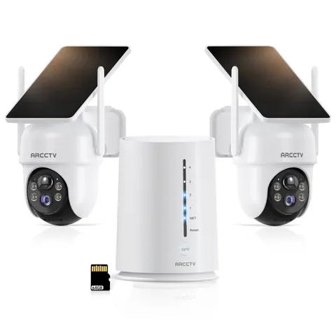 ARCCTV 2K Security Camera System Wireless Outdoor Solar Battery Powered Pan/Tilt