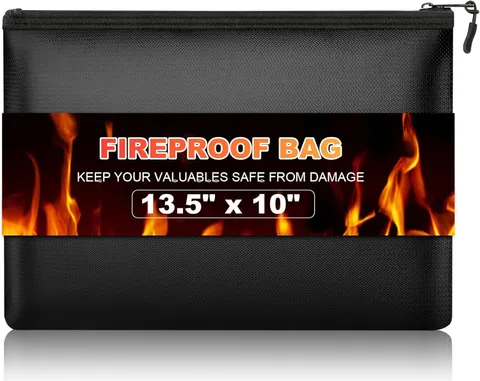 Fireproof Money Document Bag with Waterproof Zipper, 13.5" X 10" | Fire Proof Ba