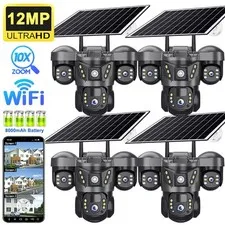 Solar Battery Powered Wireless WiFi Outdoor Pan/Tilt Home Security Camera System