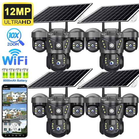Solar Battery Powered Wireless WiFi Outdoor Pan/Tilt Home Security Camera System