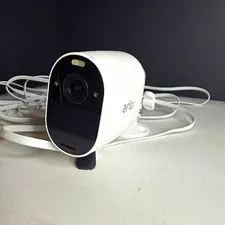 Arlo Wired Outdoor Security Camera White w/ Mount & Power Cable Tested Works