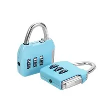 2Pcs Resettable 3 Digit Combination Lock Code Padlock, Sky Blue (47 x 36mm)