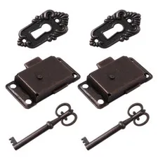 Yardwe 2PCS Retro Cabinet Locks Antique Jewelry Box Latches Decorative Locks