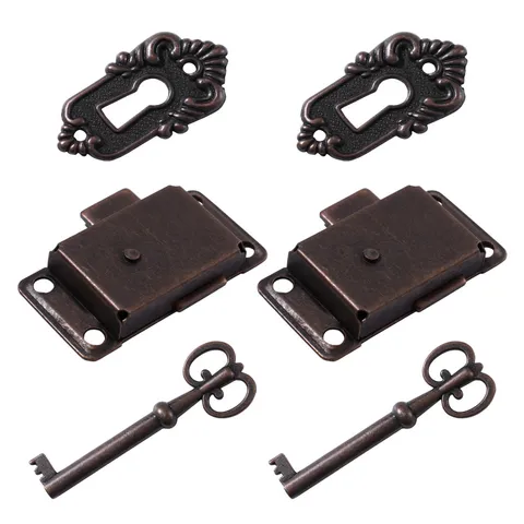 Yardwe 2PCS Retro Cabinet Locks Antique Jewelry Box Latches Decorative Locks