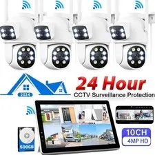 4MP WiFi Pro Surveillance & Security Cameras Outdoor Home Alarm System Wireless