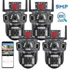 9MP Camara De Seguridad Wifi  3 Lens Para Exterior Con Vision Nocturna y Audio