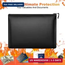 Fireproof Money Bag, 13.5 x 10 Inch, Fire Proof Bag for Documents, Waterproof Tr