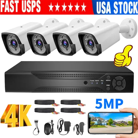 5MP Camaras De Seguridad Para Casa Oficina Home Security Camera System 4 Cameras