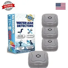 4 Pack Water Leak Detector - 95 dB Flood Detection Alarm Sensor for Bathrooms...