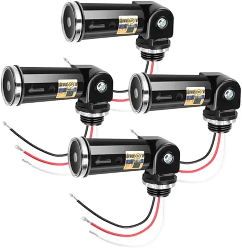 4-Pack, Dusk to Dawn/Day Night Sensor, Photoelectric Switch, Photo Cell Sensor,
