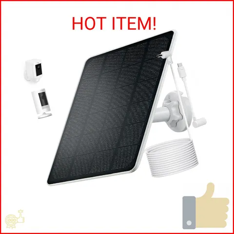 Ring Camera Solar Panel Charger, Compatible with Stick Up Cam, Stick Up Cam Pro,