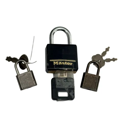 Master Unisex Padlock Set 3 Locks with Keys Small & Large Black Bronze Metal