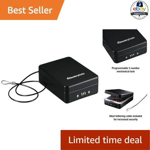Small Safe Combination Lock Box 0.05 Cubic Feet Black 2.6 in. H x 5.9 in. W