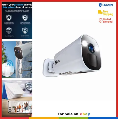 Wire Free 2K Spotlight Camera 2-Way Audio Alerts Siren White Home Security