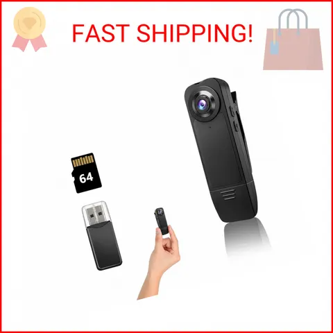 Mini Body Camera with Audio and Video Recording, POV Camera with 64G Card Body W