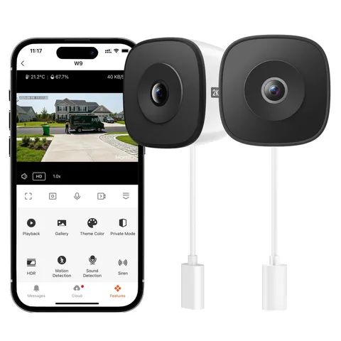 Window Security Camera 2K, Indoor WiFi Cameras 2.4GHz/5GHz, 2 Pack with Color...