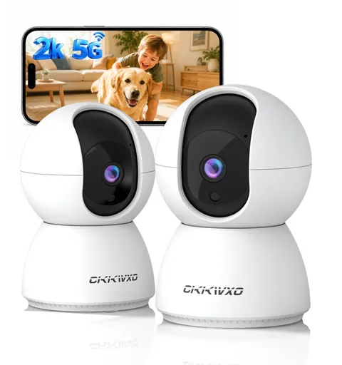 CiKiKWVO 2K Indoor Security Camera, Dual-Band WiFi Baby Pet Monitor, 2 Pack