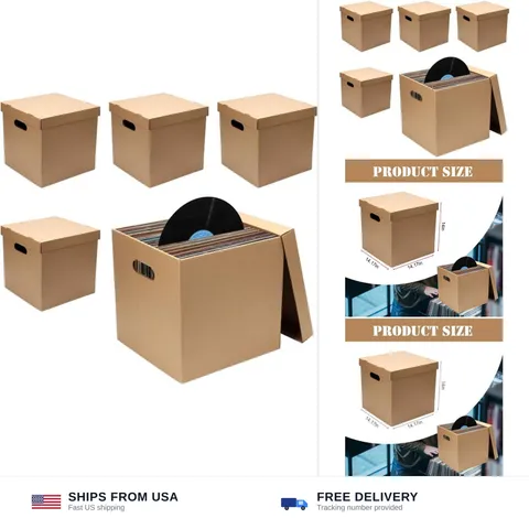 5 Pcs 12'' Vinyl Record Storage Box Record Album Storage Crate | Cardboard Mo...