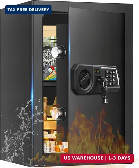 3.4 Cub Large Safes for Home Use, Digital Home Safe Box Fireproof Waterproof wit
