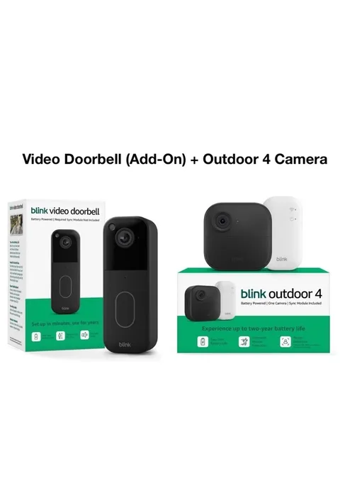 Blink Outdoor 4 Wireless Camera Security System & Blink Video Doorbell BUNDLE