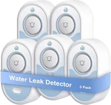 Water Leak Detector 5 Pack, 5-Year Battery Life, Water Alarm with Low Battery Wa
