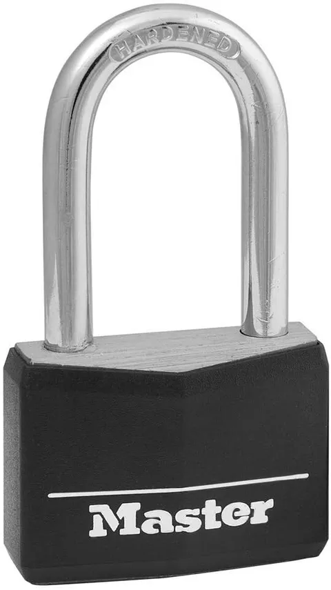 Master Lock Padlock 141DLF Covered Aluminum Lock Body, 1-9/16 in. Wide, Black