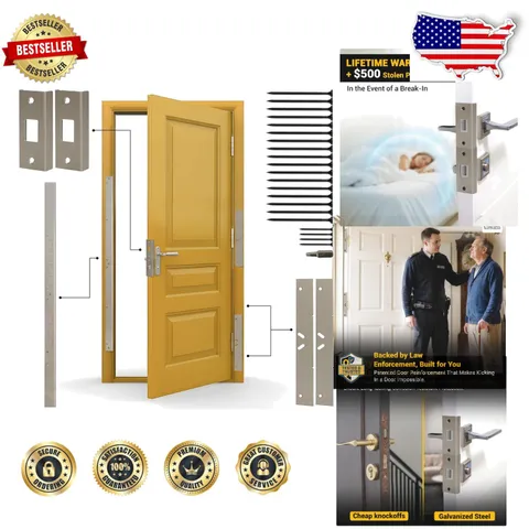 Door Armor MAX 5pc Kit - Heavy Duty Steel Reinforcement - Satin Nickel