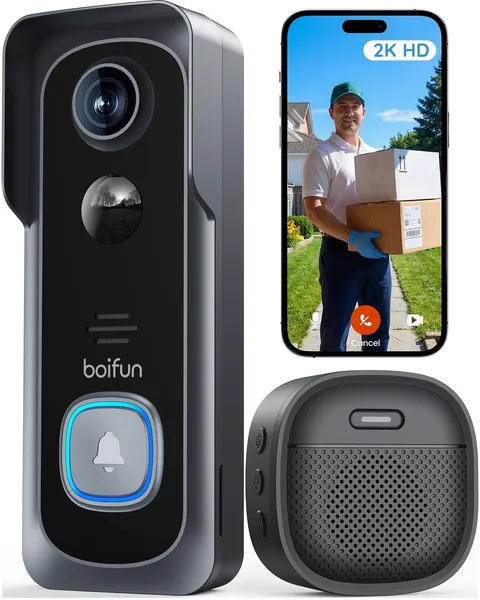 Wireless Video Doorbell Camera - 2K HD, No Subscription, Smart Home Security