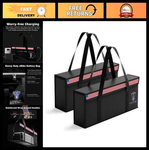 Fireproof Waterproof Lipo Battery Storage Bag - 2-Pack Lithium Battery Safe Case